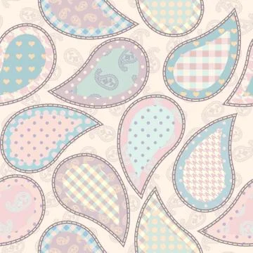 Patchwork textile pattern. Seamless quilting design background. Illustrazione stock