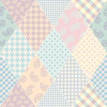 Patchwork textile pattern. Seamless quilting design background. Stock Illustration