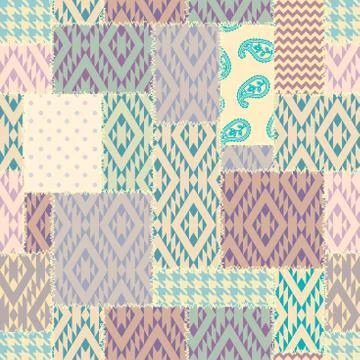 Patchwork textile pattern. Seamless quilting design background. Illustrazione stock