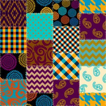 Patchwork textile pattern. Seamless quilting design background. 스톡 일러스트