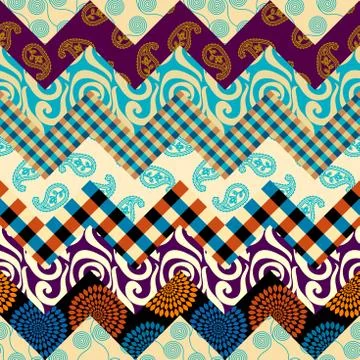 Patchwork textile pattern. Seamless quilting design background. Stock Illustration