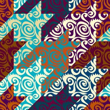 Patchwork textile pattern. Seamless quilting design background. イラスト素材