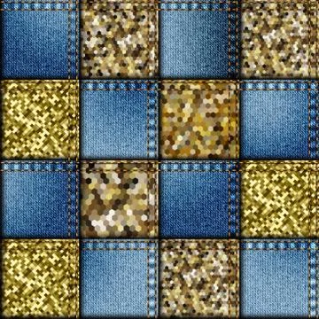 Patchwork textile pattern. Seamless quilting design background. Stockillustratie