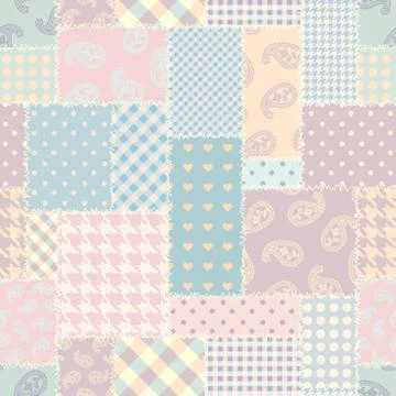 Patchwork textile pattern. Seamless quilting design background. Illustrazione stock
