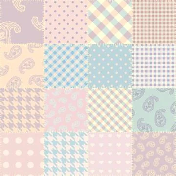 Patchwork textile pattern. Seamless quilting design background. Stockillustratie