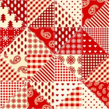 Patchwork textile pattern. Seamless quilting design background. Stock Illustration