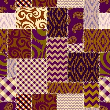 Patchwork textile pattern. Seamless quilting design background. Stockillustratie