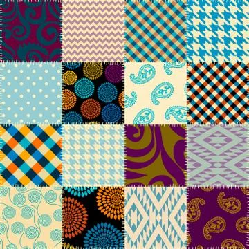 Patchwork textile pattern. Seamless quilting design background. Illustrazione stock