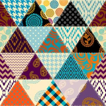 Patchwork textile pattern. Seamless quilting design background. Illustrazione stock