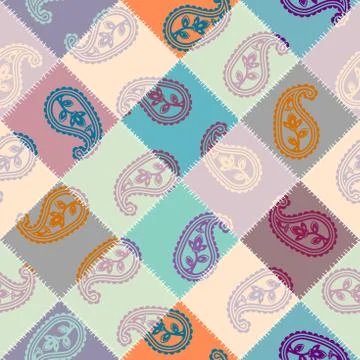 Patchwork textile pattern. Seamless quilting design background. Illustrazione stock