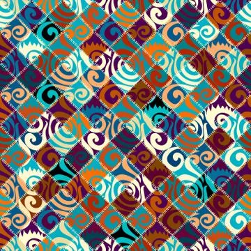 Patchwork textile pattern. Seamless quilting design background. Stockillustratie