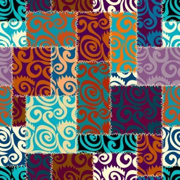 Patchwork textile pattern. Seamless quilting design background. Stock Illustration