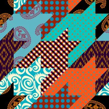 Patchwork textile pattern. Seamless quilting design background. 库存插图