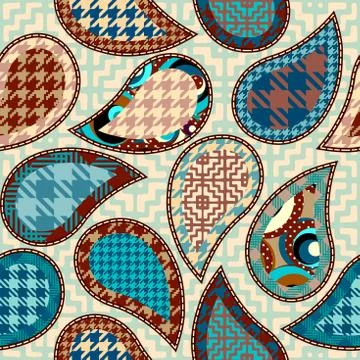 Patchwork textile pattern. Seamless quilting design background. 库存插图