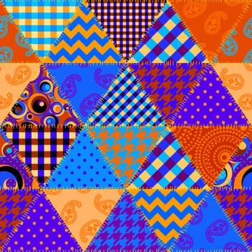 Patchwork textile pattern. Seamless quilting design background. 스톡 일러스트