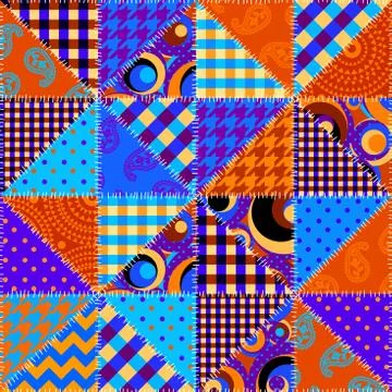 Patchwork textile pattern. Seamless quilting design background. Stock Illustration