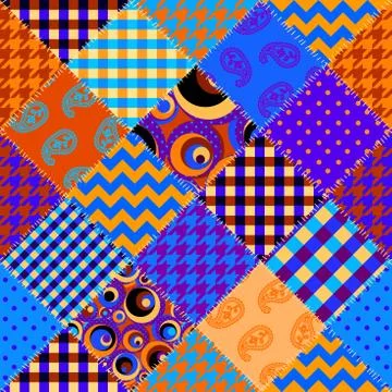 Patchwork textile pattern. Seamless quilting design background. Stockillustratie