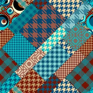 Patchwork textile pattern. Seamless quilting design background. Stock Illustration