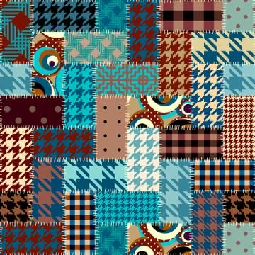 Patchwork textile pattern. Seamless quilting design background. 스톡 일러스트