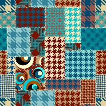 Patchwork textile pattern. Seamless quilting design background. Illustrazione stock
