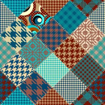 Patchwork textile pattern. Seamless quilting design background. 스톡 일러스트