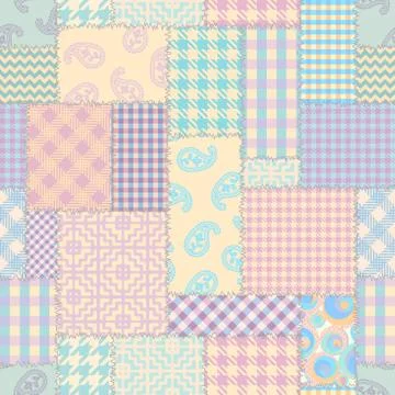 Patchwork textile pattern. Seamless quilting design background. Stock Illustration