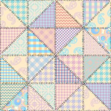Patchwork textile pattern. Seamless quilting design background. Stockillustratie