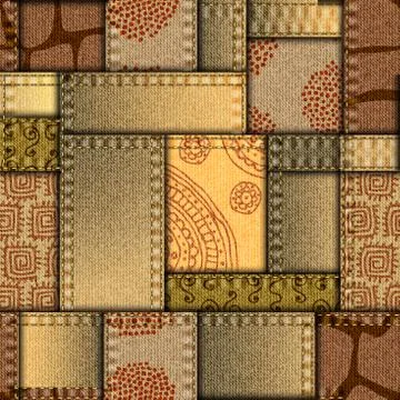 Patchwork textile pattern. Seamless quilting design background. 库存插图