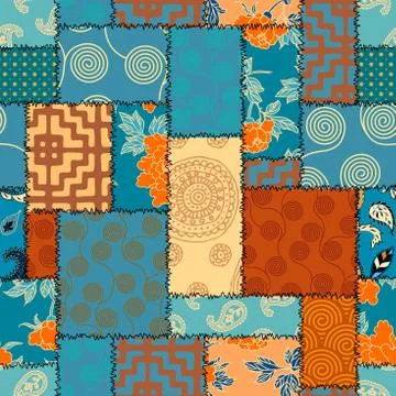 Patchwork textile pattern. Seamless quilting design background. Stock Illustration