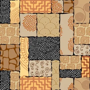 Patchwork textile pattern. Seamless quilting design background. Illustrazione stock
