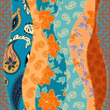 Patchwork textile pattern. Seamless quilting design background. Stockillustratie