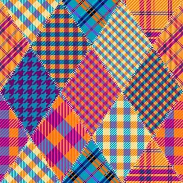 Patchwork textile pattern. Seamless quilting design background. Illustrazione stock