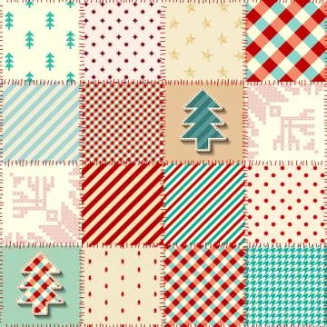 Patchwork textile pattern. Seamless quilting design background. Stock Illustration