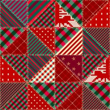 Patchwork textile pattern. Seamless quilting design background. Illustrazione stock