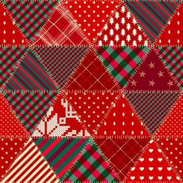 Patchwork textile pattern. Seamless quilting design background. Illustrazione stock
