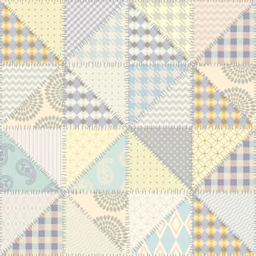 Patchwork textile pattern. Seamless quilting design background. Stock Illustration