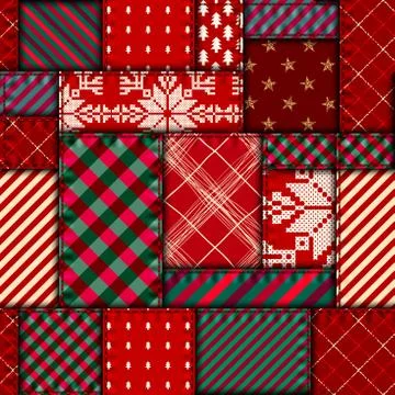 Patchwork textile pattern. Seamless quilting design background. Illustrazione stock