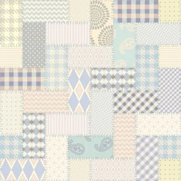 Patchwork textile pattern. Seamless quilting design background. Illustrazione stock