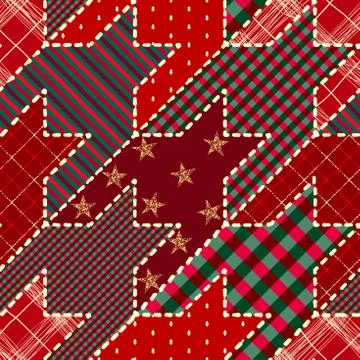 Patchwork textile pattern. Seamless quilting design background. イラスト素材