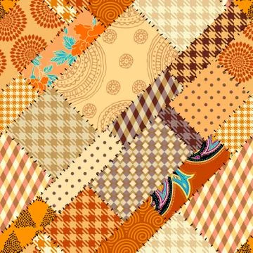 Patchwork textile pattern. Seamless quilting design background. Stock Illustration