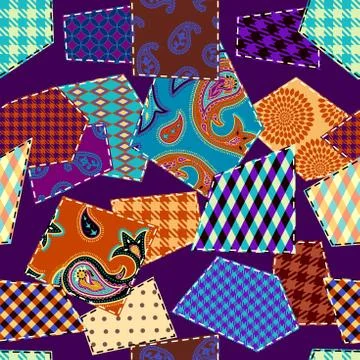 Patchwork textile pattern. Seamless quilting design background. Illustrazione stock