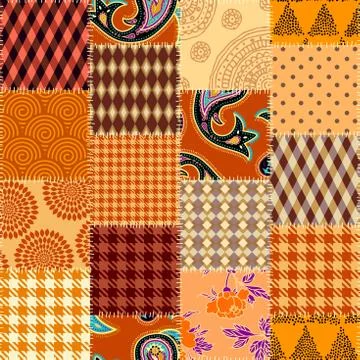 Patchwork textile pattern. Seamless quilting design background. Stock Illustration