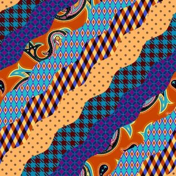 Patchwork textile pattern. Seamless quilting design background. Illustrazione stock