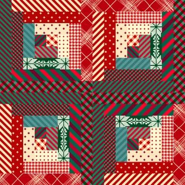 Patchwork textile pattern. Seamless quilting design background. Stock Illustration