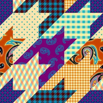 Patchwork textile pattern. Seamless quilting design background. Illustrazione stock