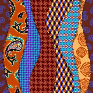 Patchwork textile pattern. Seamless quilting design background. 库存插图