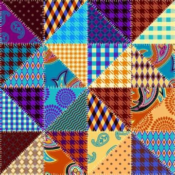 Patchwork textile pattern. Seamless quilting design background. Stockillustratie