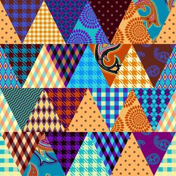 Patchwork textile pattern. Seamless quilting design background. 库存插图