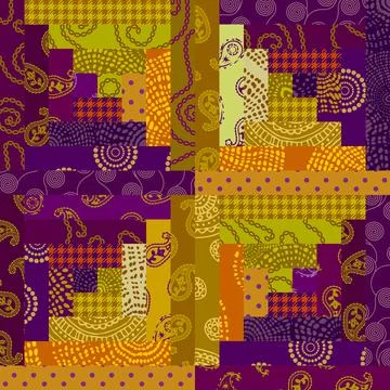 Patchwork textile pattern. Seamless quilting design background. Stockillustratie