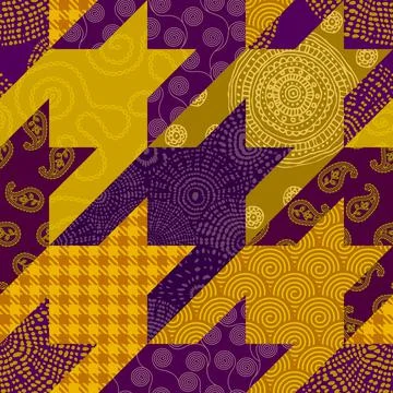 Patchwork textile pattern. Seamless quilting design background. 库存插图